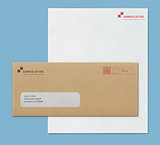 Mock-up post envelope and letter paper template