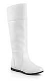 Female white leather boots on white