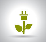 Green Plug Power Consumption on white background