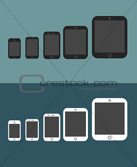 Electronic device phone and tablet,trendy flat icons.