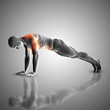 3D male figure in press up position