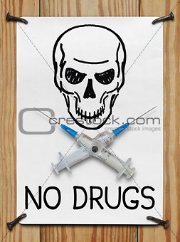 Banner with a skull and syringe