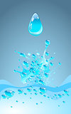 Blue water splash, vector illustration