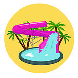 screw Water hill in an aquapark. Vector illustration