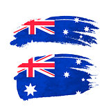 Grunge brush stroke with Australian national flag on white
