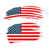 Grunge brush stroke with USA national flag on white