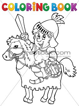 Coloring book knight on horse theme 2