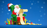 Santa claus sit in armchair and read