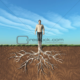 Image of a man that has taken root
