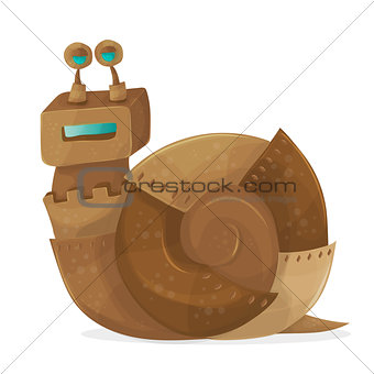 Snail robot cartoon Vector Illustration