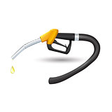 isolated yellow fuel pump with drops