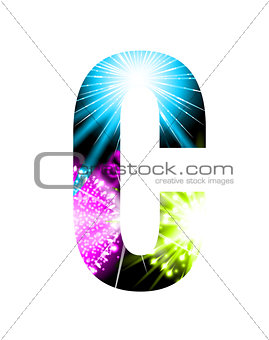 Sparkler firework letter isolated on white background. Vector design light effect alphabet. Letter C