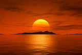 big beautiful fantasy sunset over the ocean