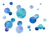Watercolor hand painted circle shape design elements high resolution easy to use blue colors