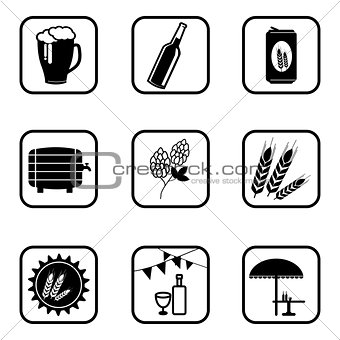 Beer icons on white background.