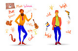 Business characters in circle. Elements for web design.