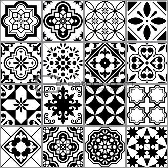 Botanical seamless pattern, hand-drawn vector flowers in black and white