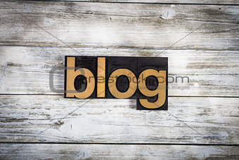 Blog Letterpress Word on Wooden Background