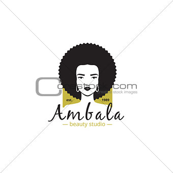 Beauty studio and spa salon logo. Woman's head logotype