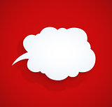 Speech bubble at red background vector illustration.