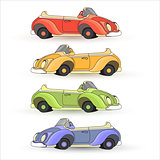 Vector set of  colorful Toy Cars isolated on white background.