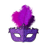 Beautifully decorated Venetian carnival mask with feathers and ornaments