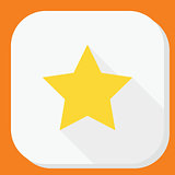 Yellow star icon with long shadow. Modern simple flat sign. Internet concept. Trendy symbol for website, web button, mobile app.
