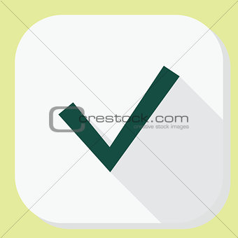 Check tick icon with long shadow. Application interface information and notification design. illustration. Flat style.