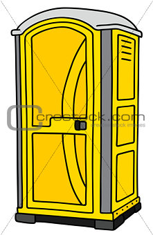 Yellow mobile toilet