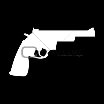 Gun revolver the white color icon .