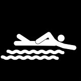 Swimming person stick the white color icon .