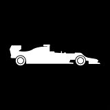 Silhouette of a racing car the white color icon .