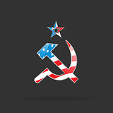 Hammer and sickle with USA flag