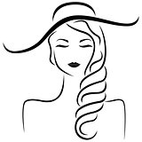 Abstract girl in hat stylized portrait