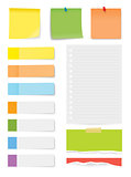 set of sticky note and torn paper sheets isolated background. 