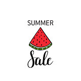 Summer sale calligraphy watermelon background design