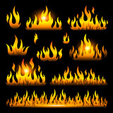 Vector graphic flames illustration isolated on black