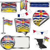 Glossy icons with flag of province British Columbia
