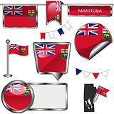 Glossy icons with flag of province Manitoba