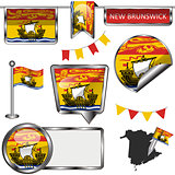 Glossy icons with flag of province New Brunswick