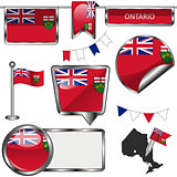 Glossy icons with flag of province Ontario
