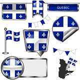 Glossy icons with flag of province Quebec
