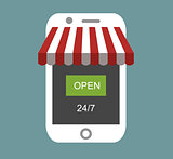 Concept of day and night online shop on modern smart phone