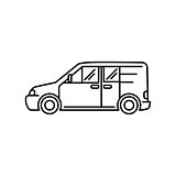 Line art transport icon, vector illustration - car, minivan