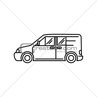 Line art transport icon, vector illustration - car, minivan