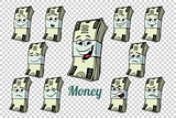 one hundred dollars cash packing emotions characters collection