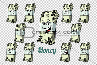 one hundred dollars cash packing emotions characters collection