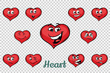 heart Valentine emotions characters collection set