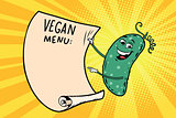 Vegetarian menu announces cucumber