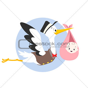 Stork Baby Illustration